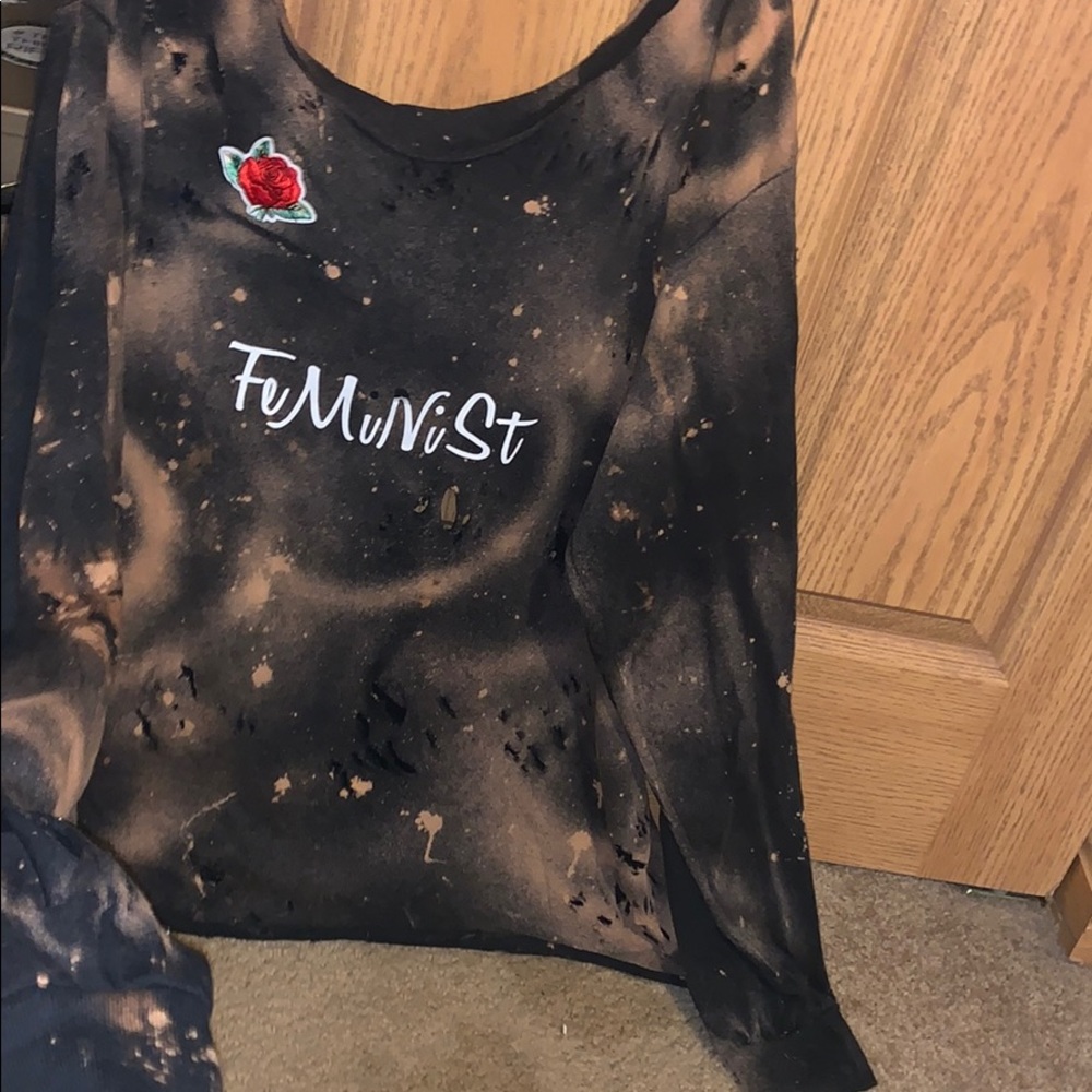 Handmade distressed/ bleached long sleeve
